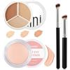 Henjunu Correttore 3 in 1 (6.5g)+Correttori Occhiaie (10g) con 2 Pennelli per Correttori,Palette Correttore 3 in 1,Copriocchiaie Concealer,per Occhiaie e Macchie