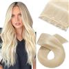 Silk-co Clip in Extension Capelli Veri Fascia Unica Extension Capelli Umani Clip Lunga 20cm 40g Remy Human Hair - 60 Biondo Platino