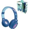 Lexibook, Disney Stitch, Cuffie 2-in-1 wireless e cablate con dettagli di Stitch e effetti luminosi, suono di alta qualità limitato a 85 dB, pieghevoli, regolabili, ricaricabili, HPBT015DLXB