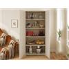 Dmora - Armadio multiuso Alisso, Mobile lineare a 2 Ante battenti, Guardaroba a 4 ripiani regolabili, Scarpiera moderna, 100% Made in Italy, 90x45h195 cm, Cemento e Bianco