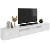 Dmora - Mobile porta TV Ulisse, Credenza bassa da soggiorno a 3 ante, Base porta TV, 240x40h35 cm, Bianco lucido