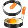 QUARKZMAN 2 Pezzi Anelli Per Uova 4 Antiaderente Anello Per Pancake | Per Piastra Frittura Uova Sandwich Omelette Colazione, Con Manico In Silicone, Acciaio Inossidabile