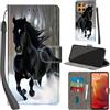 PHINIENLAND Cover per Motorola Moto G15 custodia portafoglio Cavallo nero | 3 scomparti carte, 1 tasca banconote, Chiusura magnetica, Supporto, Pelle PU flip cover per Moto G15 Power