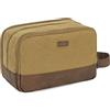 WANDF Beauty Case Uomo da Viaggio - Borsa da Toilette Impermeabile Organizer Capiente per Accessori da Barba e Igiene, con Manico Laterale (Cachi)