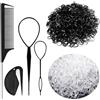Sularpek Elastici Capelli, 2000 Pezzi Elastici Piccoli per Capelli, 2 Pcs Strumento per Treccia per La Coda, 1 pcs Tagliaelastico, 1 Pcs Pettine Capelli, per Treccine, Acconciature Sposa