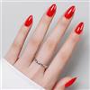 Luxbon Chrome Press On Nails con colla per unghie No-Cure e kit di strumenti - Punte in gel morbido per mandorle corte 25-30 pezzi, unghie finte riutilizzabili, rosso