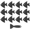 PATIKIL 12Pz Adesivi Antiscivolo Doccia, Adesivi di Sicurezza per Doccia Vasca da Bagno con Raschietto Tappetino per Pavimento a Forma di Pesce Graziosi Gradini per Vasche, Nero