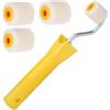 Aysatogc Mini rulli per ritoccare bordi o angoli da 12,7 cm, pennello piccolo per pittura, strumento professionale in lana per pittura (1 pennello + 4 rulli)