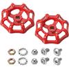 PATIKIL Maniglia per Rubinetto Esterno Foro Asta Quadrata 6x6mm, Maniglia Rotonda in Acciaio Fuso per Sostituzione Maniglia Rubinetto Acqua con Viti Spacer, Rosso, 2pz