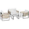 Outsunny Set da Giardino Esterno in Rattan Sintetico con 2 Poltrone 1 Divano 2 Posti 1 Tavolino e Cuscini Crema | Aosom Italy