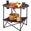 VEVOR Tavolino da Campeggio Spiaggia Pieghevole Portatile in Acciaio Massima Capacità 25kg per Viaggio Escursione Picnic Pesca, Tavolino Doppio Ripiano Portatile Pieghevole Tessuto Oxford 600D 2,3kg