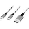 Logilink CU0202 - Cavo di collegamento UUSB 2.0, da USB-A a microUSB + USB-C, colore: Bianco/Nero, Lunghezza cavo: 1,20 m