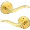 Kwikset Sedona, maniglia per porta di passaggio interno, leva per porte di armadi e corridoi, maniglia reversibile non bloccabile, in ottone satinato, con protezione Microban