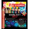 Stabilo Matite colorate Stabilo Woody 3 in 1 punta larga conf. 6 pz Arty line colori assortiti - 880/6-1-20