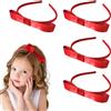 UILYNIU 4 Pezzi Cerchietto per Capelli con Fiocco, Cerchietti per Capelli per Ragazze, Fasce per Capelli in Raso, Fascia per Capelli, Cerchietti per Copricapo Trucco per (Rosso, Taglia Unica)