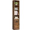 VASAGLE Libreria, Libreria Scaffale Verticale a 6 Ripiani, con Anta, 24 x 31,8 x 175 cm, per Soggiorno Studio Ufficio Sala da Pranzo, Marrone Vintage LBC401K01