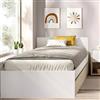 Dmora - Letto singolo Ziolera, Sommier per camera da letto, Giroletto per stanza, Struttura porta materasso, 96x195 h67 cm, Bianco e Rovere