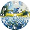 CHGCRAFT Orologio da parete Modello di fiori bianchi e blu 30cm Non Ticchettanti Orologio da parete rotondo da fattoria A batteria per camera da letto soggiorno cucina ufficio