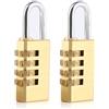 MHYMX Lucchetto Piccolo, 2 Pezzi Lucchetto Combinazione a 4 Cifre Oro Armadietto Lucchetti Lungo Lucchetto di Sicurezza Resistente Alle Intemperie per Porta Valigia Scuola Armadietto Palestra