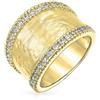 Bling Jewelry Anello Largo Con Finitura Opaca Martellata Spazzolata Con Accenti CZ Di Stile Moderno Personalizzato Per Dichiarazione Di Moda Per Donne Placcato In Oro Giallo 14K In Ottone Personalizzabile