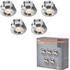 OSRAM Faretto da incasso LED Mini Spot 6W nichel satinato IP44, set di 5 faretti da soffitto 42mm 480lm, bagno cucina bianco caldo 3000K