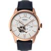 Fossil Orologio Townsman Auto da uomo, movimento automatico, cassa in acciaio inossidabile oro rosa da 44 mm con cinturino in pelle, ME3171, Bianco