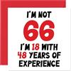 Stuff4 Biglietto 66° compleanno spiritoso, Still Got It | Grande 66 rosso e battuta 18 Years with 48 Years Experience; quadrato da 145 mm, busta inclusa