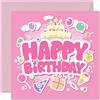 Stuff4 Simpatici biglietti di compleanno ragazze e lei torta di compleanno rosa biglietto di auguri figlia nipote sorellastra nipote cugino amico 145mm regalo di compleanno