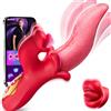 SuperLove Swinging Tongue & Licking Dual Vibrator with App Red