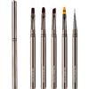 Lokaloka Pennelli Unghie Gel Nail Art Professionali con Tappo e Ombre, 5 Pezzi Pennello French Penna Runden Sottile Pennellino Set per Ricostruzione Acrigel Semipermanente