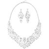 KONFEN Parure Gioielli Donna Matrimonio, Collana Girocollo Orecchini con Strass Cristallo per Donne Ragazze Sposa Matrimoni (Bianco)