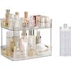 Oceano Organizer da bagno a 2 ripiani trucchi mensola per cosmetici prodotti per la cura della pelle porta profumo vassoio da toeletta organizer da cucina e portaoggetti (Vassoio + Portacotone)