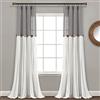 Lush Decor - Tenda singola effetto lino con bottoni, 101,6 x 213,4 cm (larghezza x lunghezza), grigio scuro e bianco, decorazione rustica, a blocchi di colore, per soggiorno, camera e sala da pranzo