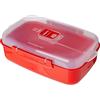 Sistema contenitore rettangolare per microonde | 1,25 l | privo di BPA | Rosso/trasparente