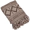 Bloomingville Soft Recycled Cotton Blend Throw with Diamond Pattern, Brown And Morbida Coperta in Misto Cotone Riciclato con Motivo a Rombi, Marrone e Beige, Poliestere