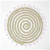 HOMESCAPES Tappetino da bagno rotondo in misto cotone, a spirale, super assorbente, con pompon, rotondo, 60 cm, colore: verde salvia