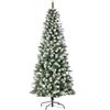 HOMCOM Albero di Natale Innevato da 180 cm con 630 Rami e 37 Pigne, in Plastica e Metallo, Verde e Bianco