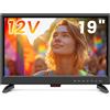 ZOSHING TV 19 pollici TV 12 volt per Camper con Sintonizzatore Digitale T2 HEVC HDMI USB