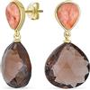 Bling Jewelry Orecchini A Goccia Per Donna In Quarzo Fumé Naturale Sfaccettato A Forma Di Pera, Briolette Di Gemma Elegante E Traslucida Color Pesca E Marrone Cioccolato, Placcati In Oro