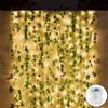 Fohil Led Stringa Luci a Batteria 10M 100 LED Edera Artificiale Catena Luminosa Decorazioni Camera da Letto Edera Finta da Interno 8 Modalità Luci per Giardino, Patio, Balcone, Finestra, Interno Decorazione