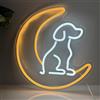 HFHungkeong Insegne al neon a LED con cane, decorazione da parete, decorazione da parete 3D con animali, luce al neon, luna, cartello al neon con cuccioli, per camera da letto, soggiorno, perdita del cane, regali