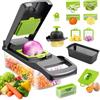 Drufoful 16 in1 Taglia Affetta Verdure Manuale Kit, Multifunzione Taglia Verdure Cubetti, Tritatutto Grattugia da Cucina, Taglia Verdure con 7 Lame in Inox, per Tagliare, Affettare Verdure, Grattugiare