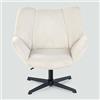 MEUBLE COSY Poltrona Imbottita Girevole Sedia da Salotto per Soggiorno Camera Ufficio Poltroncina Relax con Seduta Spessa Schienale e Braccioli in Velluto a Coste Beige