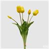 EDG Enzo De Gasperi Bouquet 5 Tulipani con Foglie Artificiali H 48 Cm Yellow