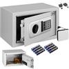 BAKAJI Cassaforte Elettronica di Sicurezza con Box Batteria Esterno, Cassetta Porta Valori e Documenti Antiscasso per Casa, Hotel, Installazione a Muro Parete o Indipendente, 31 x 20 x 20 cm (Grigio)