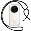 Pnakqil Cover per Honor Magic8 Pro con Cordino, Trasparente Custodia con Laccio Tracolla Cellulare Girocollo Collana Protettiva per Honor Magic8 Pro 6.71, Nero