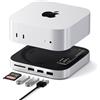 SATECHI Mac Mini M4 Hub & Supporto con Alloggiamento SSD NVMe, Dock in Alluminio con 2x Porte USB-A 10Gbps, 1x USB-A 480Mbps, Lettore SD e Ventilazione Ottimizzata, per Mac Mini M4 e Pro