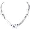 Richsteel Lettere A-Z Collana Uomo Argento Collana Cubana 7 MM Uomo Acciaio 46+5 CM Collana Iniziale Cuban Chain San Valentino Regalo Uomo
