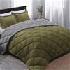 Basic Beyond Set copripiumino per letto matrimoniale, reversibile, per tutte le stagioni, verde oliva, grigio antracite, 1 piumino (223,5 x 233,7 cm) e 2 federe (50,8 x 66 cm + 5,1 cm)