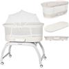 lionelo Lettino, Sdraietta dondolo e culla CORAL 3in1 per Neonati, 5 velocità di altalena, 12 melodie, 4 ruote, materasso ergonomico, timer, telecomando, zanzariera, fino a 9 kg